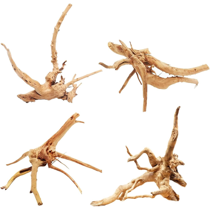 Planted Aquarium With Driftwood - 4 STUKS Natuurlijke Houten Aquariumdecoraties Plant