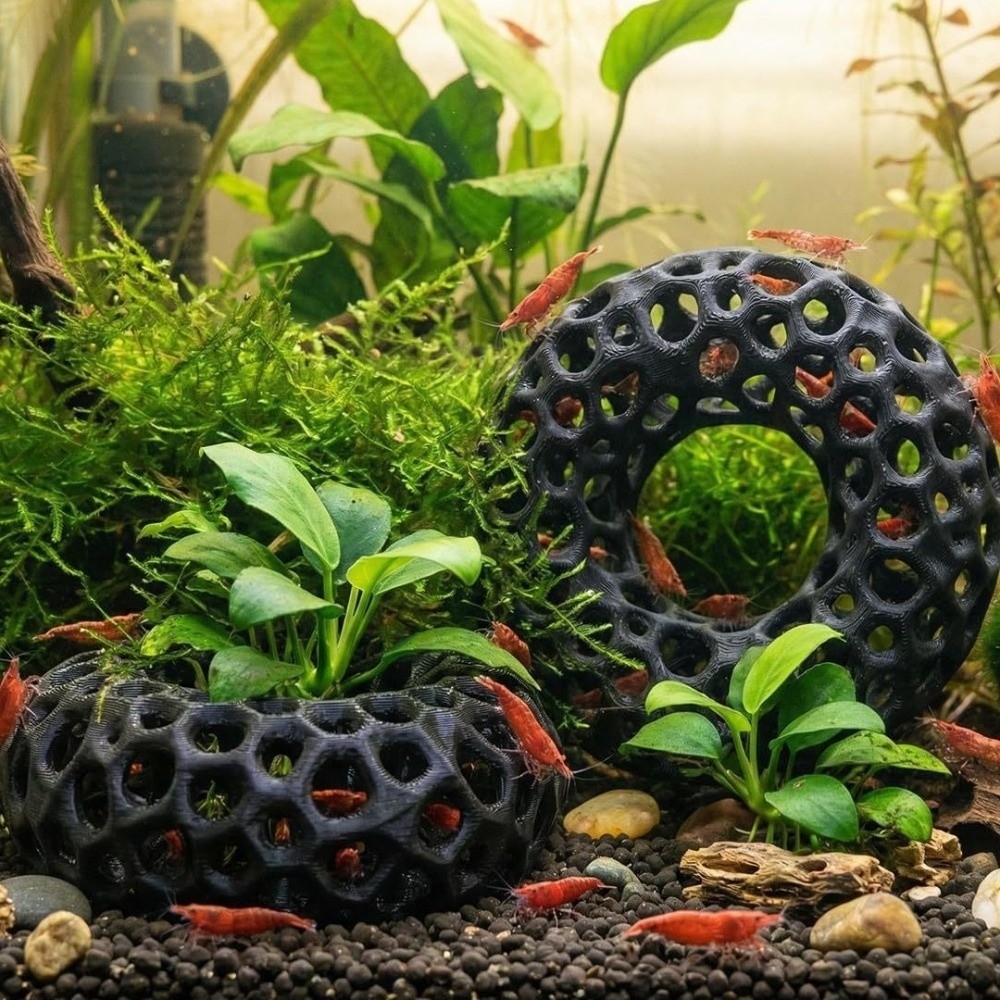 Planted Aquarium Moss - 3D-geprinte vis- en garnalenschuilplaats met breed