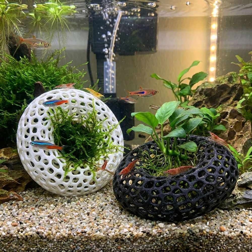 3D-geprinte vis- en garnalensc - Planted Aquarium Moss recensie en prijs